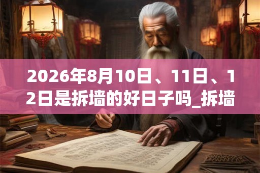 2026年8月10日、11日、12日是拆墙的好日子吗_拆墙可以吗