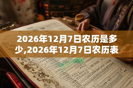2026年12月7日农历是多少,2026年12月7日农历表