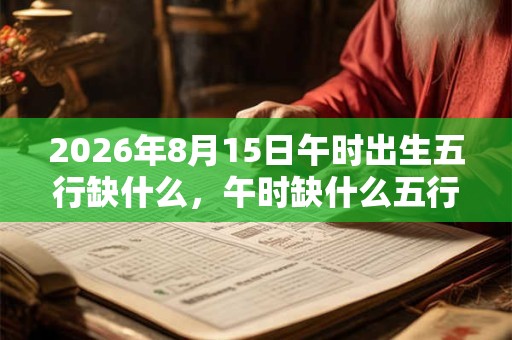 2026年8月15日午时出生五行缺什么，午时缺什么五行