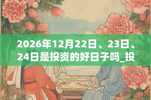 2026年12月22日、23日、24日是投资的好日子吗_投资可以吗