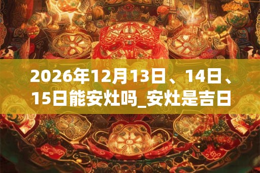 2026年12月13日、14日、15日能安灶吗_安灶是吉日吗