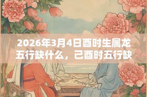 2026年3月4日酉时生属龙五行缺什么，己酉时五行缺什么
