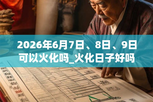 2026年6月7日、8日、9日可以火化吗_火化日子好吗