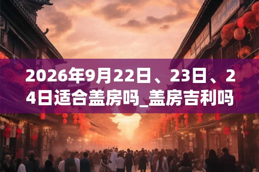 2026年9月22日、23日、24日适合盖房吗_盖房吉利吗