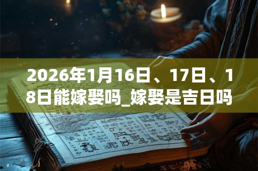 2026年1月16日、17日、18日能嫁娶吗_嫁娶是吉日吗