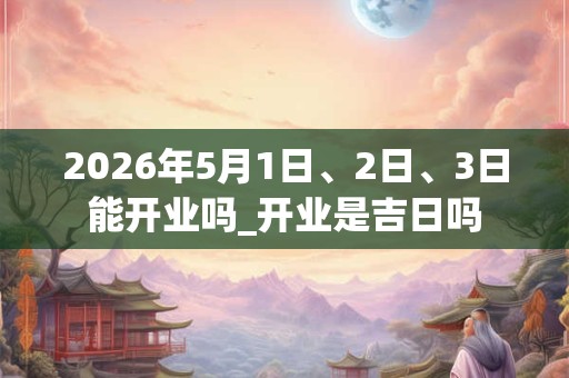 2026年5月1日、2日、3日能开业吗_开业是吉日吗