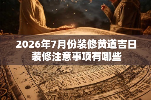 2026年7月份装修黄道吉日 装修注意事项有哪些