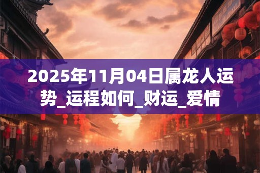 2025年11月04日属龙人运势_运程如何_财运_爱情