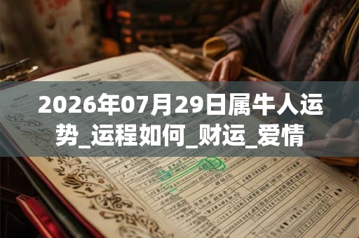 2026年07月29日属牛人运势_运程如何_财运_爱情