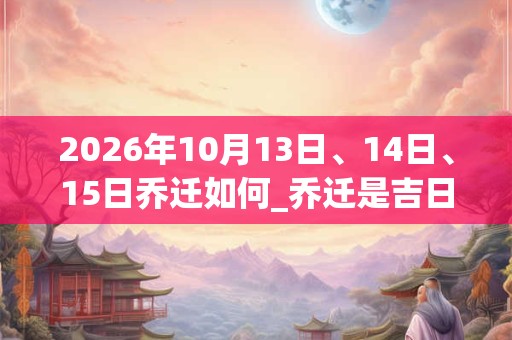 2026年10月13日、14日、15日乔迁如何_乔迁是吉日吗