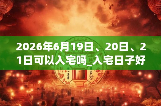 2026年6月19日、20日、21日可以入宅吗_入宅日子好吗