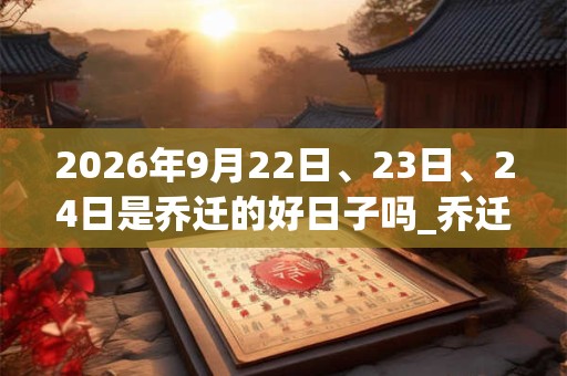 2026年9月22日、23日、24日是乔迁的好日子吗_乔迁可以吗