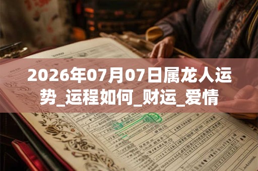 2026年07月07日属龙人运势_运程如何_财运_爱情