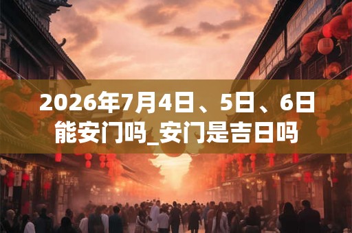 2026年7月4日、5日、6日能安门吗_安门是吉日吗