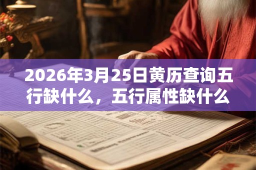 2026年3月25日黄历查询五行缺什么，五行属性缺什么