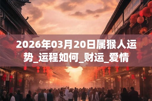 2026年03月20日属猴人运势_运程如何_财运_爱情