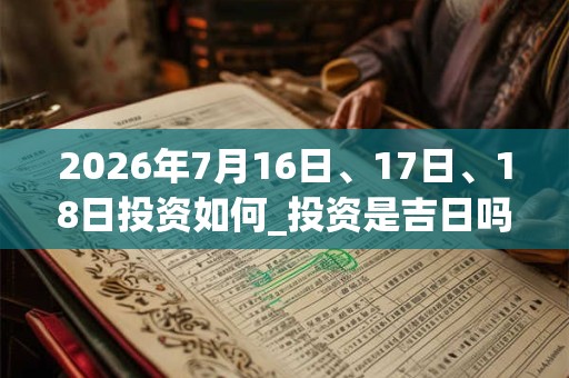 2026年7月16日、17日、18日投资如何_投资是吉日吗