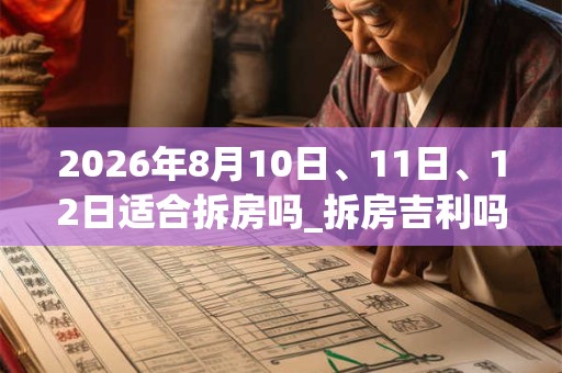 2026年8月10日、11日、12日适合拆房吗_拆房吉利吗
