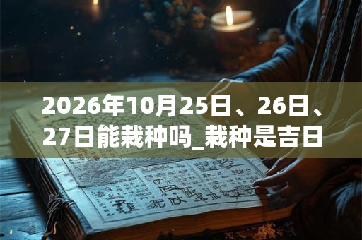 2026年10月25日、26日、27日能栽种吗_栽种是吉日吗