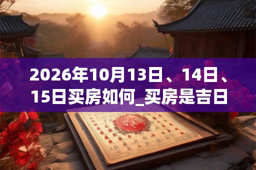 2026年10月13日、14日、15日买房如何_买房是吉日吗