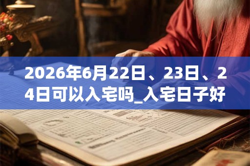 2026年6月22日、23日、24日可以入宅吗_入宅日子好吗