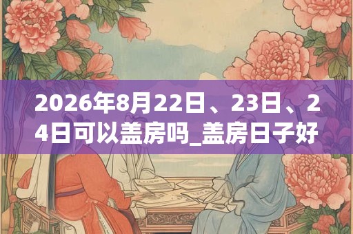 2026年8月22日、23日、24日可以盖房吗_盖房日子好吗