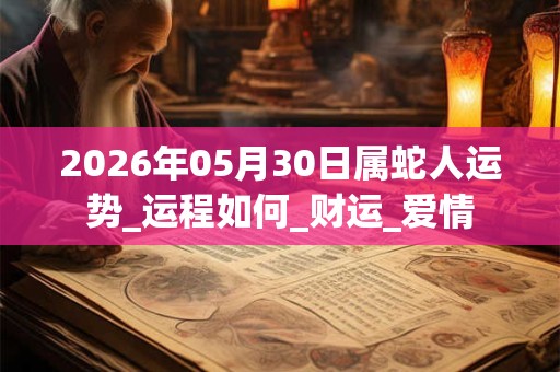 2026年05月30日属蛇人运势_运程如何_财运_爱情