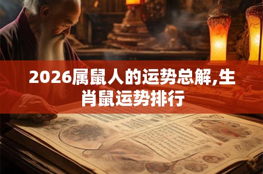 2026属鼠人的运势总解,生肖鼠运势排行