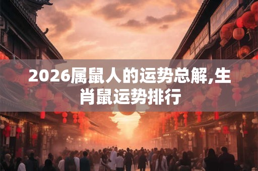 2026属鼠人的运势总解,生肖鼠运势排行