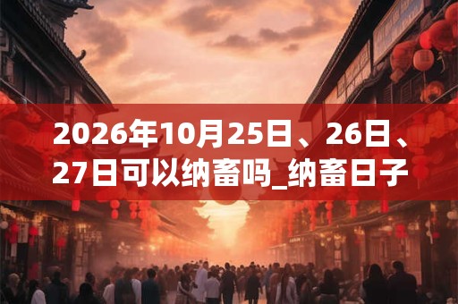 2026年10月25日、26日、27日可以纳畜吗_纳畜日子好吗
