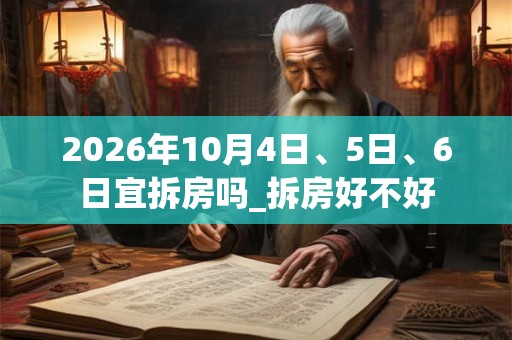 2026年10月4日、5日、6日宜拆房吗_拆房好不好