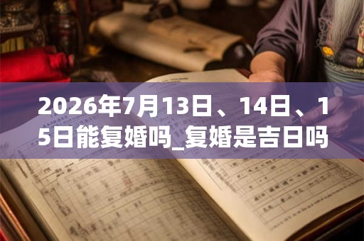 2026年7月13日、14日、15日能复婚吗_复婚是吉日吗