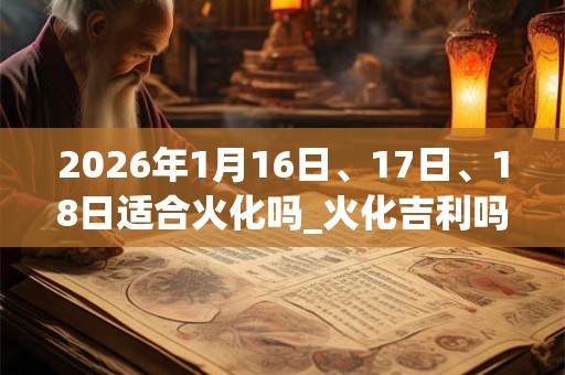 2026年1月16日、17日、18日适合火化吗_火化吉利吗