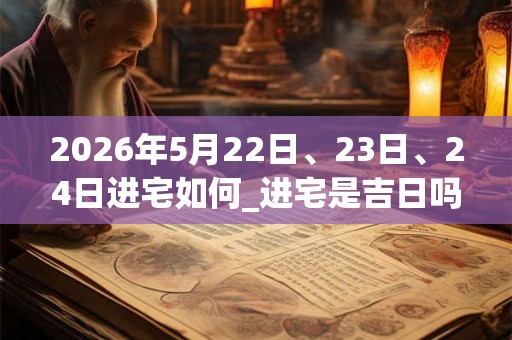 2026年5月22日、23日、24日进宅如何_进宅是吉日吗