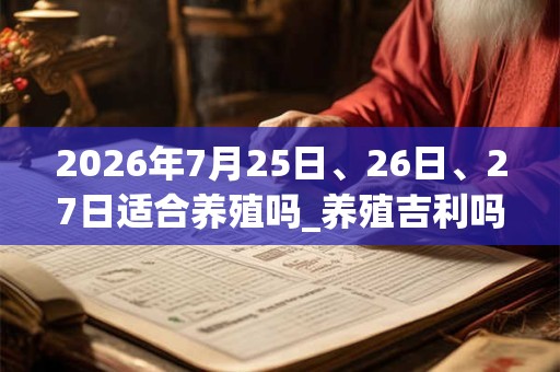 2026年7月25日、26日、27日适合养殖吗_养殖吉利吗