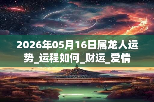 2026年05月16日属龙人运势_运程如何_财运_爱情