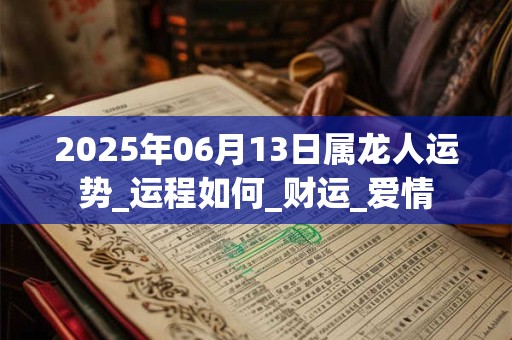 2025年06月13日属龙人运势_运程如何_财运_爱情