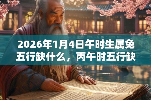 2026年1月4日午时生属兔五行缺什么，丙午时五行缺什么