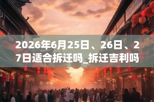 2026年6月25日、26日、27日适合拆迁吗_拆迁吉利吗