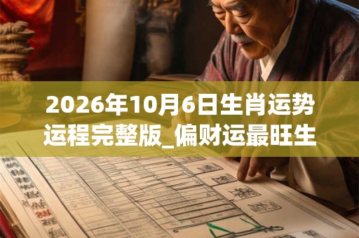 2026年10月6日生肖运势运程完整版_偏财运最旺生肖