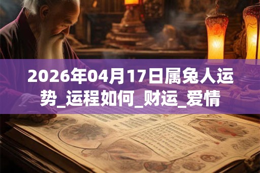 2026年04月17日属兔人运势_运程如何_财运_爱情 2026年04月17日属兔人运势_运程如何_财运_爱情
