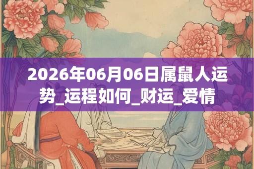 2026年06月06日属鼠人运势_运程如何_财运_爱情 2026年06月06日属鼠人运势_运程如何_财运_爱情