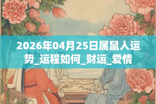 2026年04月25日属鼠人运势_运程如何_财运_爱情
