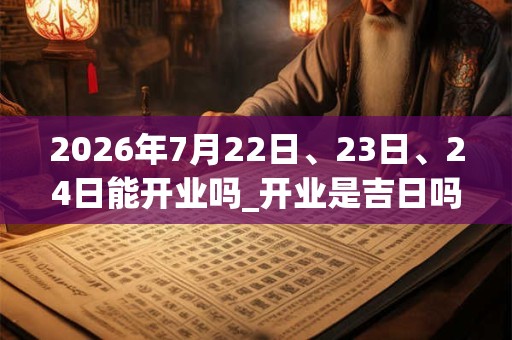 2026年7月22日、23日、24日能开业吗_开业是吉日吗