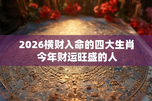 2026横财入命的四大生肖 今年财运旺盛的人