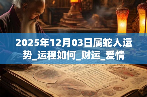 2025年12月03日属蛇人运势_运程如何_财运_爱情