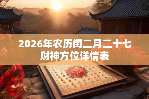 2026年农历闰二月二十七财神方位详情表