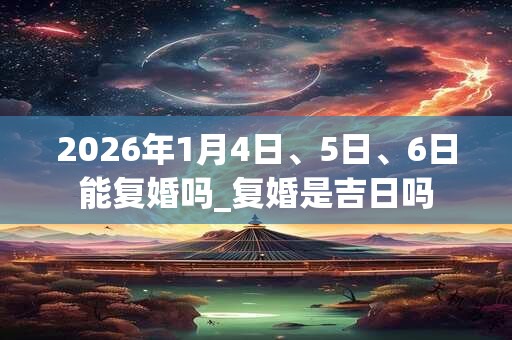 2026年1月4日、5日、6日能复婚吗_复婚是吉日吗