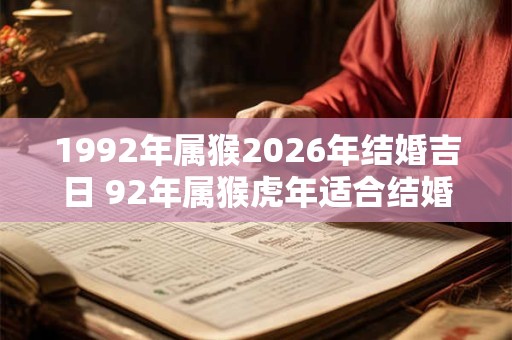 1992年属猴2026年结婚吉日 92年属猴虎年适合结婚吗