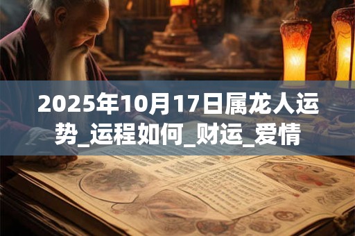2025年10月17日属龙人运势_运程如何_财运_爱情